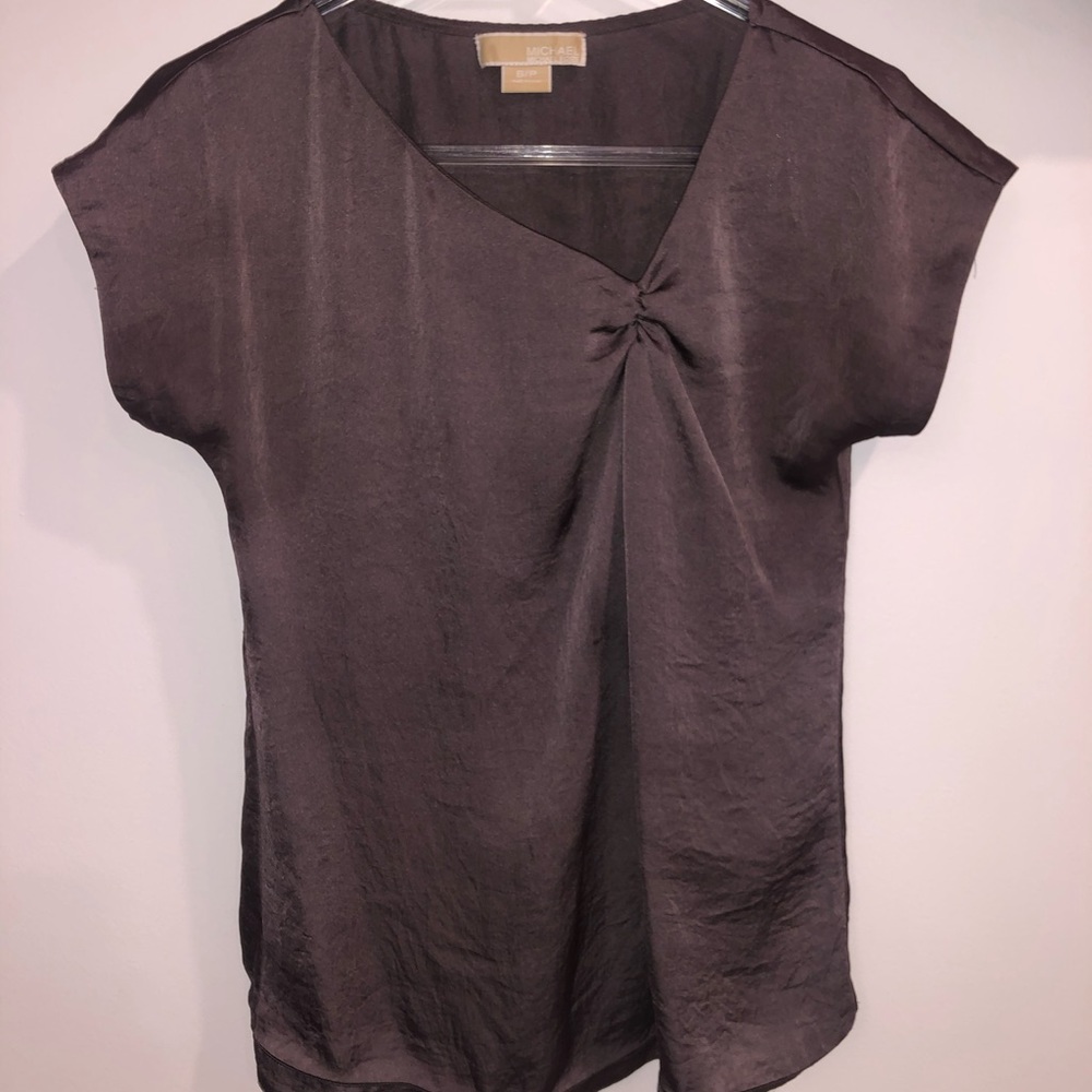 Michael Kors gunmetal asymmetrical neckline top